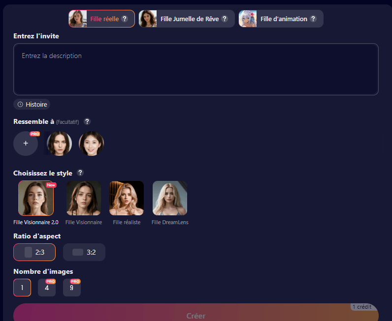 Création AI girl sur Soulgen